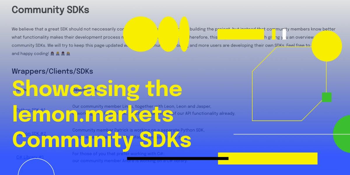 Title Card for "Showcasing the lemon.markets Community SDKs"