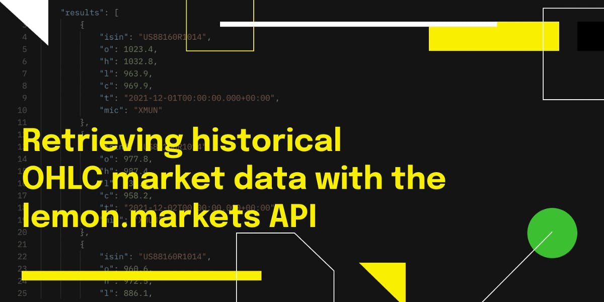 Title Card for "Retrieving historical OHLC market data with the lemon.markets API"